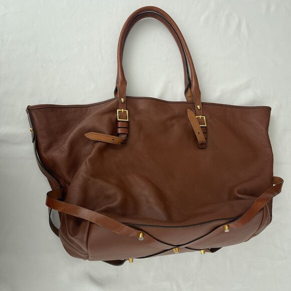 Burberry Salisbury Cognac Brown Leather Tote Shoulder Bag Buckle Handle Strap - Picture 6 of 14